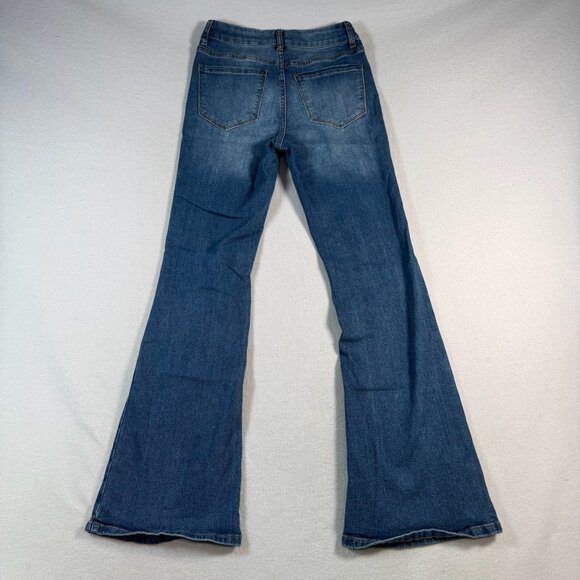 Banjara Jeans Women 26 Blue Flare Mid Rise Dark Wash - Picture 2 of 11